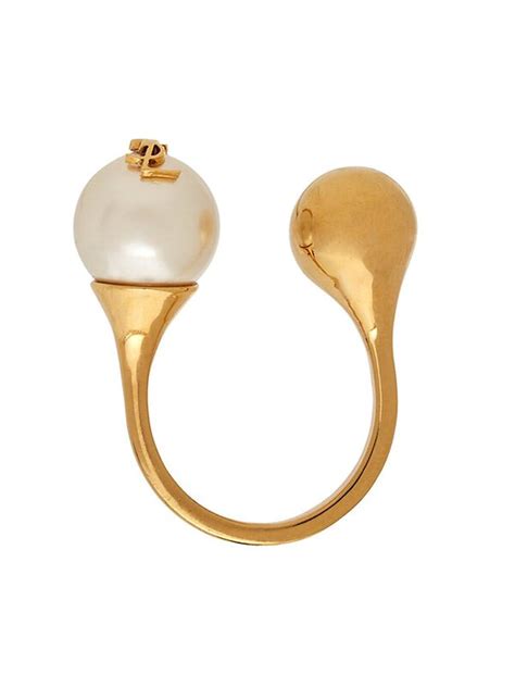 yves saint laurent ring with knukle|CASSANDRE pearl and ball ring in metal .